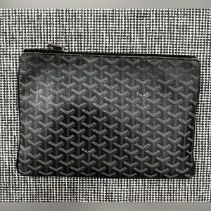 Authentic Goyard Senat MM Clutch – Black & Tan